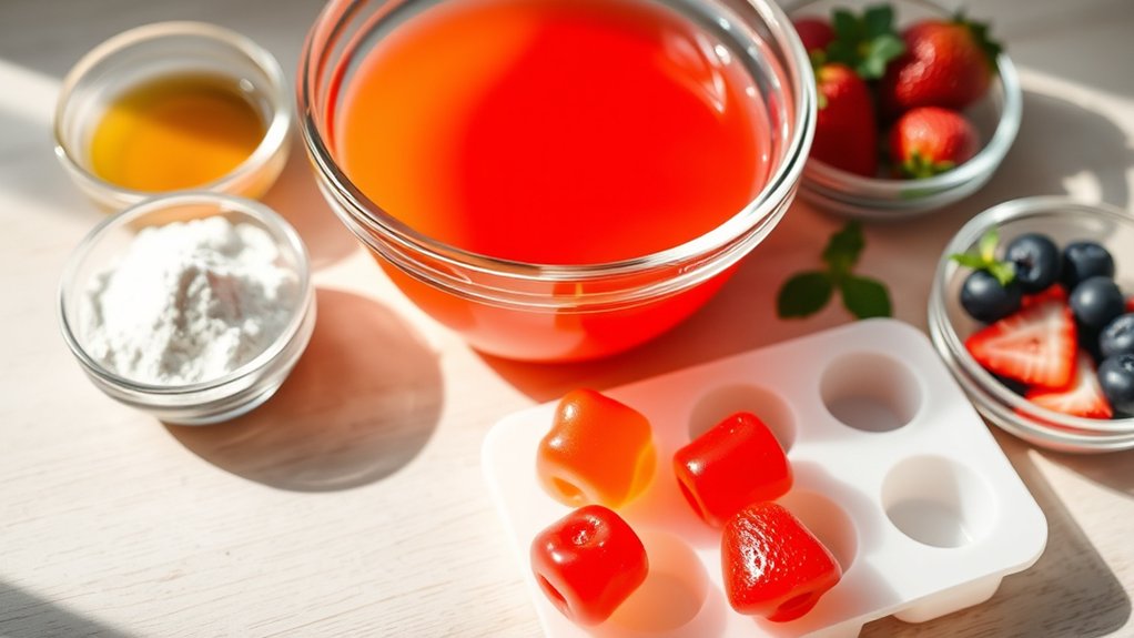 gather ingredients for colorful gummies